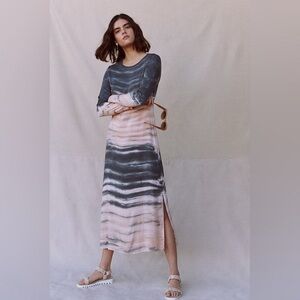 NWOT Anthropologie Dolan Trina 2X Tie Dye Lined Midi/Maxi Dress in Gray and Pink